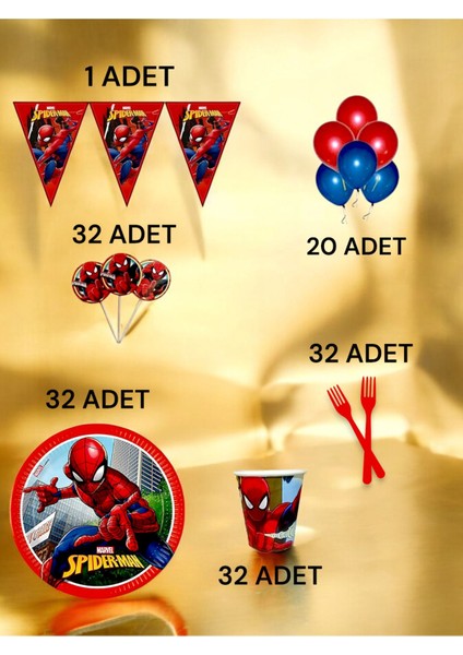 32 Kişilik Spiderman Temalı M Paket - Doğum Günü Parti ve Eğlenceli Etkinlikler fiyatları