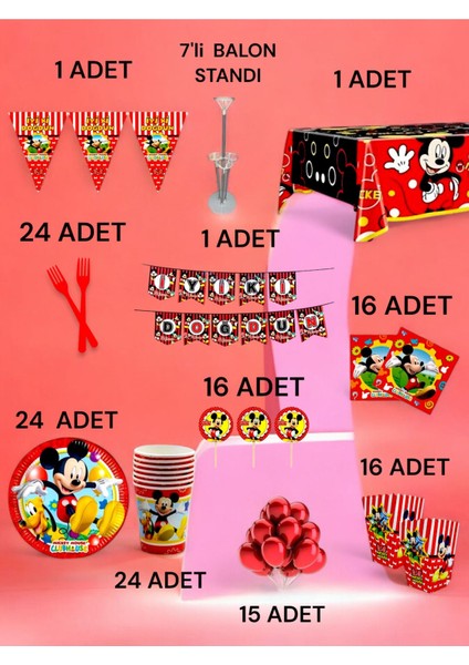 24 Kişilik Mickey Mouse Temalı 2xl Paket - Doğum Günü Parti ve Eğlenceli Etkinlikler fiyatları
