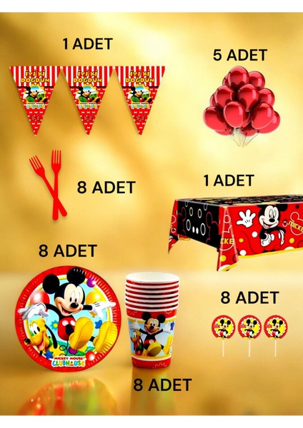 8 Kişilik Mickey Mouse Temalı L Paket - Doğum Günü Parti ve Eğlenceli Etkinlikler fiyatları