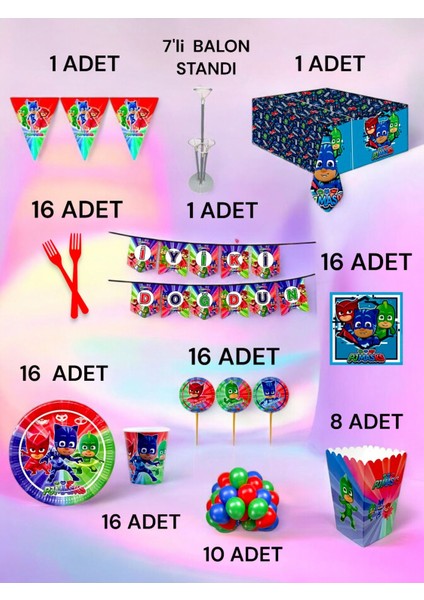 16 Kişilik Pijamask Temalı 2xl Paket - Doğum Günü Parti ve Eğlenceli Etkinlikler