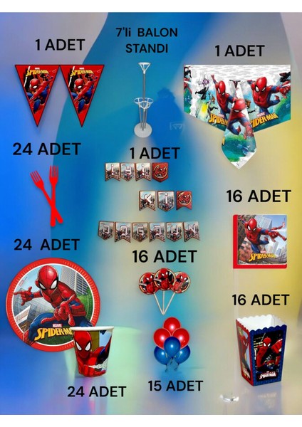 24 Kişilik Spiderman Temalı 2xl Paket - Doğum Günü Parti ve Eğlenceli Etkinlikler