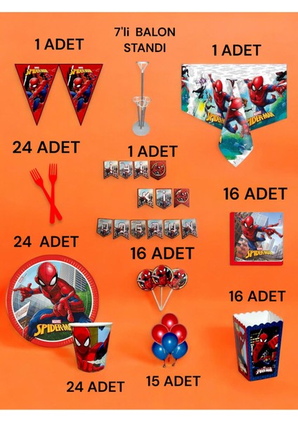 24 Kişilik Spiderman Temalı 2xl Paket - Doğum Günü Parti ve Eğlenceli Etkinlikler fiyatları