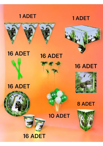 16 Kişilik Dinazor Temalı x l Paket - Doğum Günü Parti ve Eğlenceli Etkinlikler fiyatları
