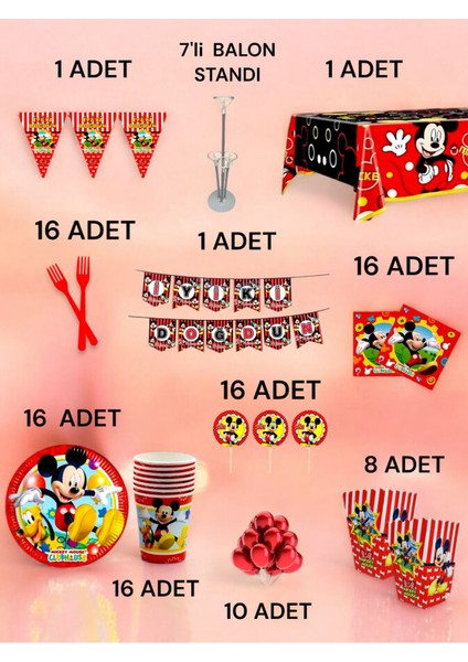 32 Kişilik Mickey Mouse Temalı 2xl Paket - Doğum Günü Parti ve Eğlenceli Etkinlikler