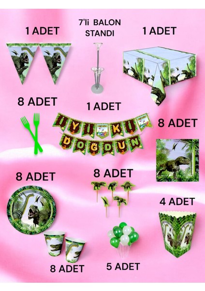 8 Kişilik Dinazor Temalı 2xl Paket - Doğum Günü Parti ve Eğlenceli Etkinlikler fiyatları