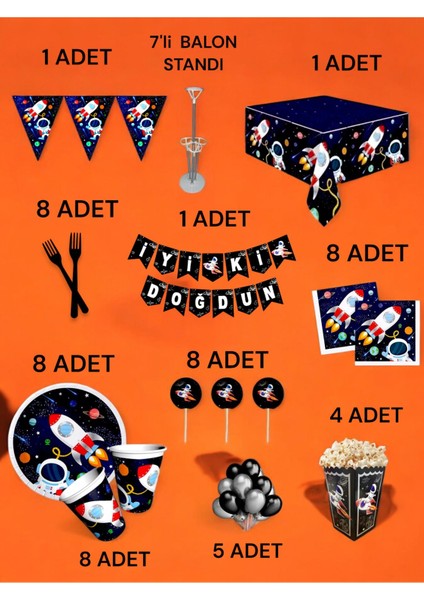 8 Kişilik Uzay Temalı 2xl Paket - Doğum Günü Parti ve Eğlenceli Etkinlikler fiyatları