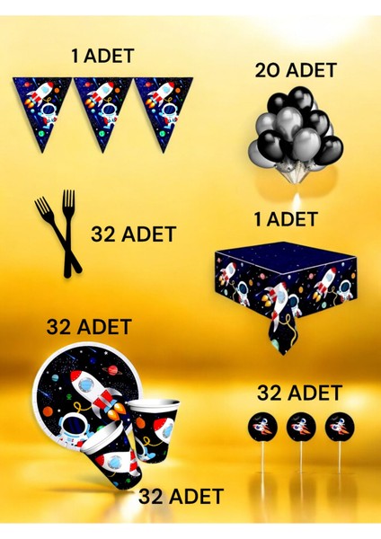 32 Kişilik Uzay Temalı L Paket - Doğum Günü Parti ve Eğlenceli Etkinlikler fiyatları