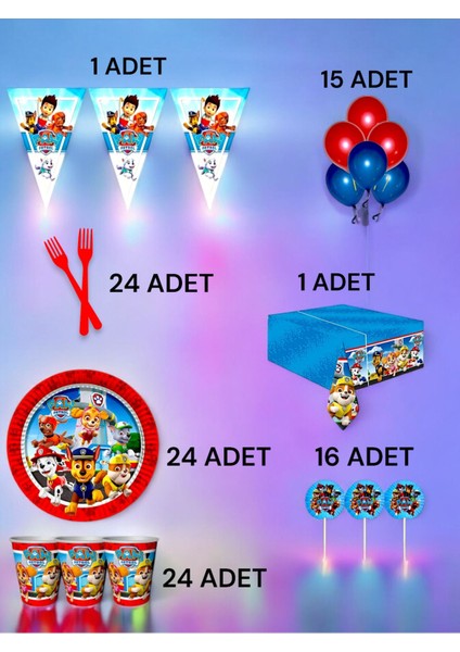 24 Kişilik Paw Patrol Temalı L Paket - Doğum Günü Parti ve Eğlenceli Etkinlikler