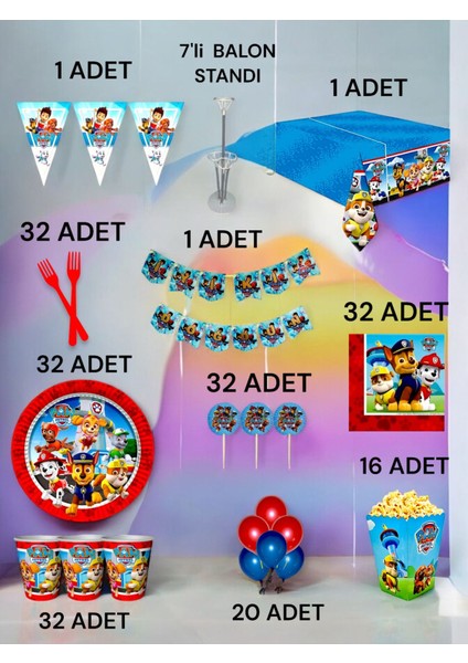 32 Kişilik Paw Patrol Temalı 2xl Paket - Doğum Günü Parti ve Eğlenceli Etkinlikler fiyatları