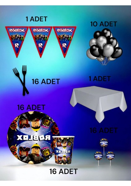 16 Kişilik Roblox Temalı L Paket - Doğum Günü Parti ve Eğlenceli Etkinlikler