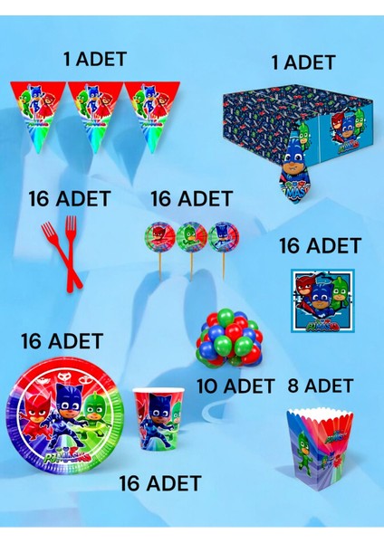 16 Kişilik Pijamask Temalı x l Paket - Doğum Günü Parti ve Eğlenceli Etkinlikler fiyatları