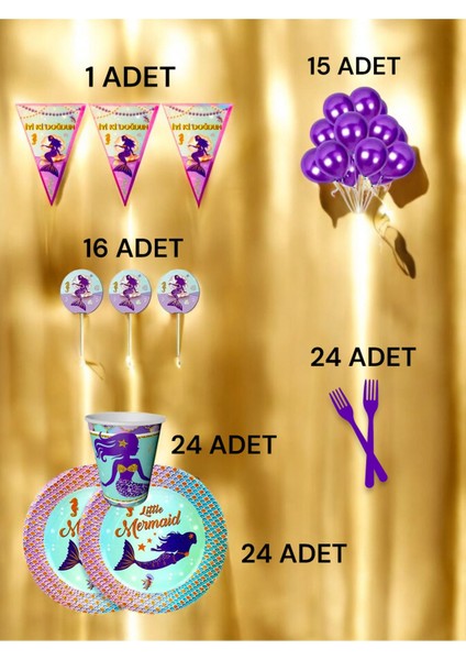 24 Kişilik Deniz Kızı Temalı M Paket - Doğum Günü Parti ve Eğlenceli Etkinlikler fiyatları