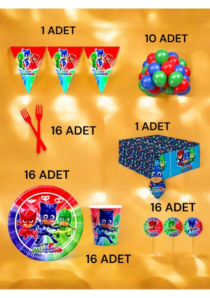 16 Kişilik Pijamask Temalı L Paket - Doğum Günü Parti ve Eğlenceli Etkinlikler fiyatları
