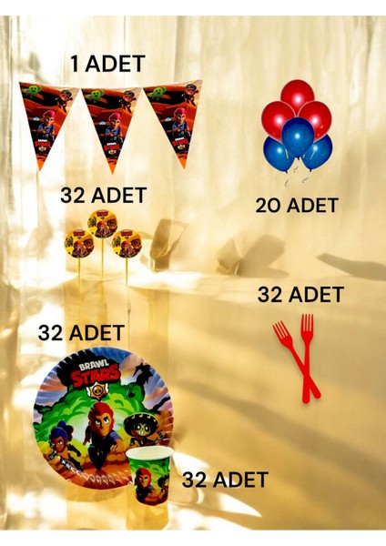 32 Kişilik Brawlstars Temalı M Paket - Doğum Günü Parti ve Eğlenceli Etkinlikler fiyatları