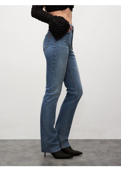 Kadın Betıana X Düz Paça Yüksek Bel Jean Pantolon fırsatları