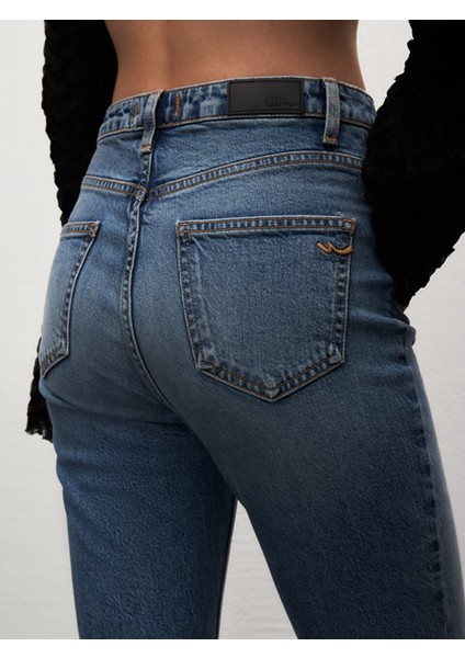 Kadın Betıana X Düz Paça Yüksek Bel Jean Pantolon indirimleri