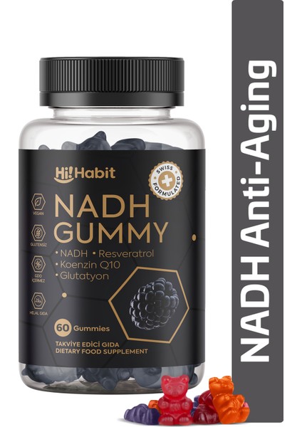 Nadh Gummy Q10 Resveratrol Glutatyon İçeren Anti-Aging Takviye Edici Gıda fiyatları