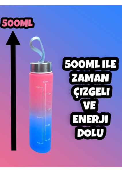 Motivasyonel Su Matarası Pembe Suluk 500ML Spor Salonu Su Şişesi fiyatları