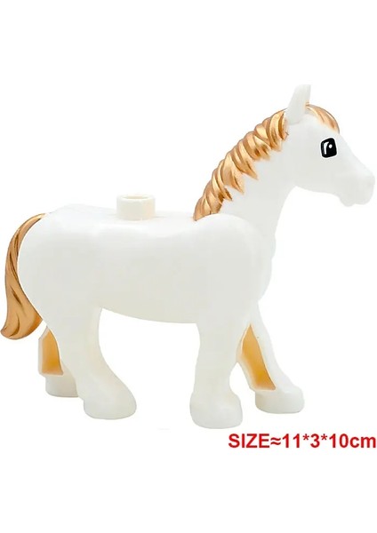 Büyük Aksesuarlar Yapı Taşları Akvaryum Dolphin Shark Seahorse Prairie Aslan Leopar Ayı Fil Serisi Diy Çukurlar Hediye Oyuncakları Renk: Büyük Beyaz At (Yurt Dışından)