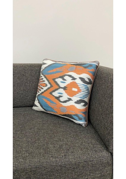 45 x 45 cm El Dokuma Ikat Kırlent Kılıfı, Nadir Desenli Yastık, Lüks Dekoratif Yastık, Ev & Ofis Için Kırlent