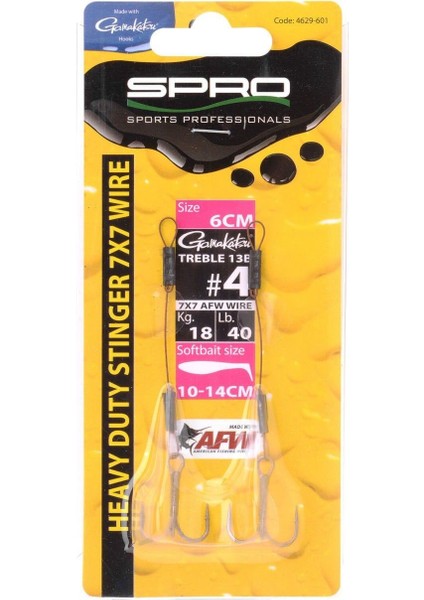 Spro Hd Stinger Beden 7x7 Afw 40LBS 6cm #4 1/2 fırsatları