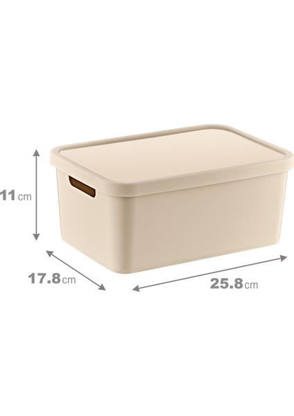 4'Lü Set Stafi Çok Amaçlı Kapaklı Kutu Latte 4,5 LT