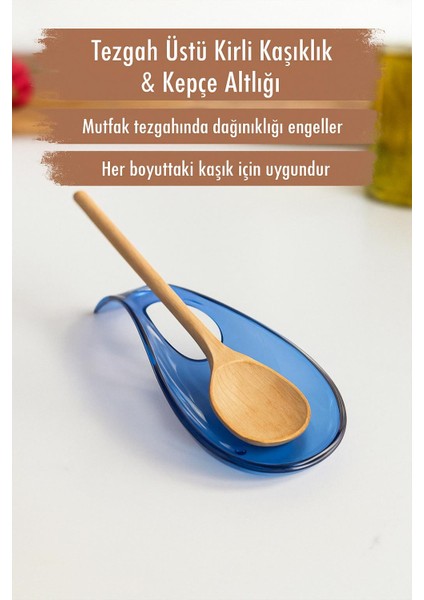 Akrilik Mavi Tezgah Üstü Kirli Kaşıklık & Kepçe Altlığı