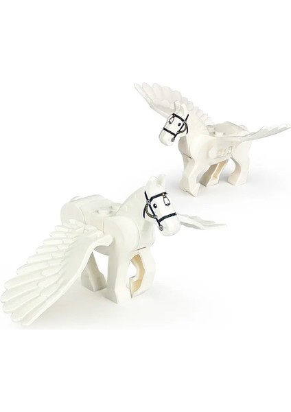 2Pcs/Set Yeni Sihirli Sahne Pegasus Kanatları Siyah Beyaz Warhorse At Parçaları Yapı Taşları Klasik Model Setler Tuğlalar Kits Kutu Olmadan (Yurt Dışından)