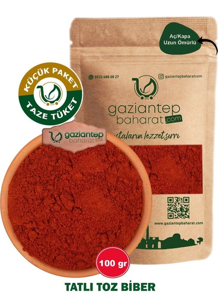 Tatlı Toz Biber 100 gr - Gaziantep Üretimi Doğal ve Taze Baharat