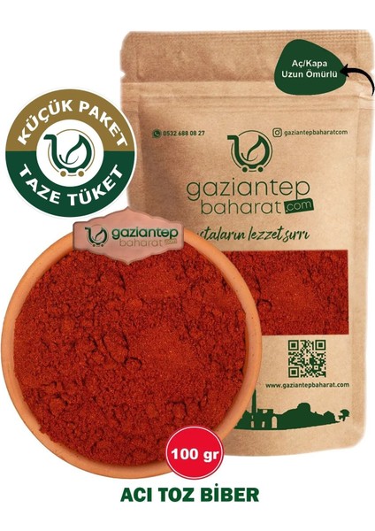 Acı Toz Biber 100 gr - Gaziantep Üretimi Doğal ve Taze Baharat