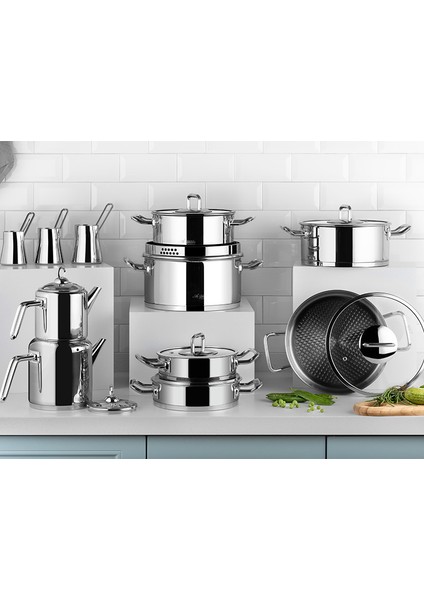 Vento Prestige 20 Parça Cam Kapak İdeal Çelik Çeyiz Seti