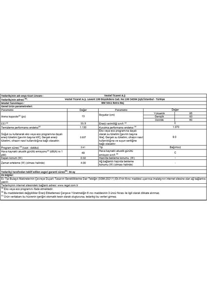 Bm 5011 Retro Bej Bulaşık Makinesi