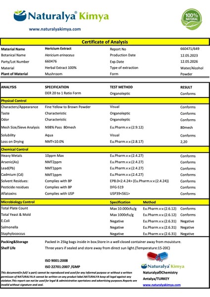 Aslan Yelesi Mantarı 1000 Mg 120 Tablet Lions Mane Mushroom Hericium Erinaceus fiyatları