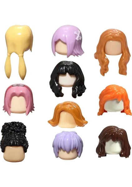 Kt Min Yapı Taşları Kızın Kıvırcık Saç Aksesuarları Moc Tuğlalar Setleri Figürler Saç Çocuk Oyuncakları Renk: Set C 10PCS (Yurt Dışından)