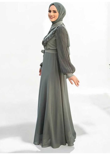 Pilise Kol Detaylı Elbise 3949 Mint modelleri