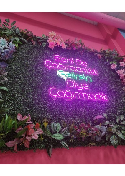 Neon LED Dekoratif Aydınlatma -Senide Çağıracaktık Gelirsin Diye Çağırmadık, 60 x 55 cm -