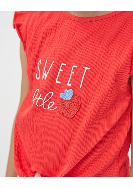Kız Çocuk Önden Bağlamalı T-Shirt Şortlu Örme Müslin Yazlık Ikili Takım fırsatları