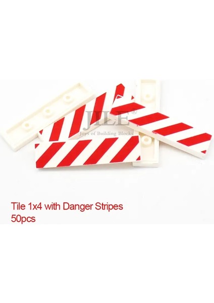 50PCS Moc Fayans 1x4 1x3 Tablet Ahşap Taneli Tehlike Çizgileri Desen Diy Yapı Taşları Tuğlalar 2431 63864 Renk: 1X4RED 50PCS ile Uyumlu (Yurt Dışından)