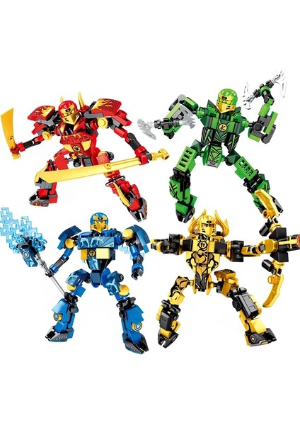 Lloyd Savaş Zırhı Mech Ninjago Mini Model Eylem Figür Yapı Başları Uyumlu Teknik Anime Şehirleri Çocuk Oyuncak Hediyeleri Renk: 68203-4PCS (Yurt Dışından)