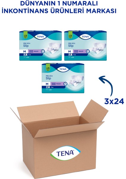 Slip Maxi Bel Bantlı Hasta Bezi, Orta Boy (M), 8 Damla, 24'Lü 3 Paket 72 Adet