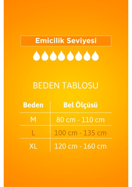 Slip Maxi Bel Bantlı Hasta Bezi, Büyük Boy (L), 8 Damla, 24'Lü 3 Paket 72 Adet