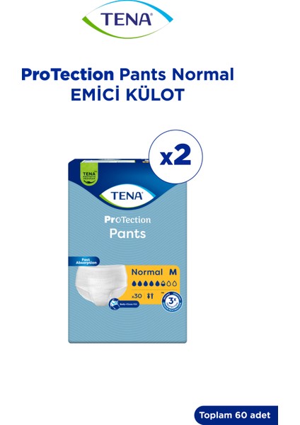 Proskin Pants Normal Emici Külot, Orta Boy (M), 5.5 Damla, 30'Lu 2 Paket 60 Adet fiyatları