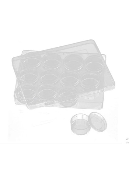 Şeffaf Akrilik Dikdörtgen Şişeli Palet Boya Saklama Küçük 10X12CM