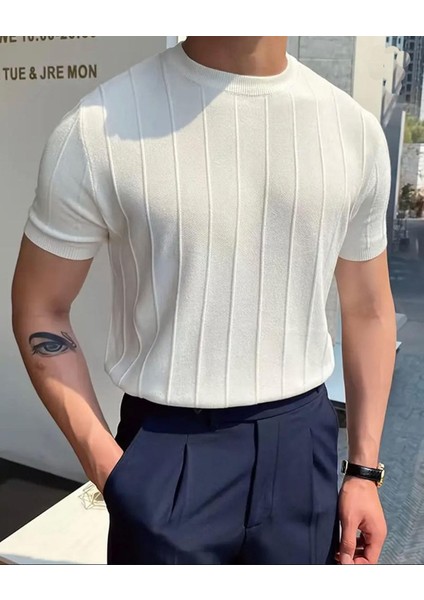 Baros Bisiklet Yaka Kısa Kol Erkek Örme Triko TIŞÖRT-7198