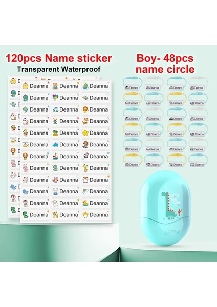 Çocukların Adı Mühür Özel Logo Öğrenci Adı Damga Anaokulu Okulu Üniforma Bebek Giysileri Oyuncak Su Geçirmez Adı ​​sticker Blue Boy Set-B (Yurt Dışından)