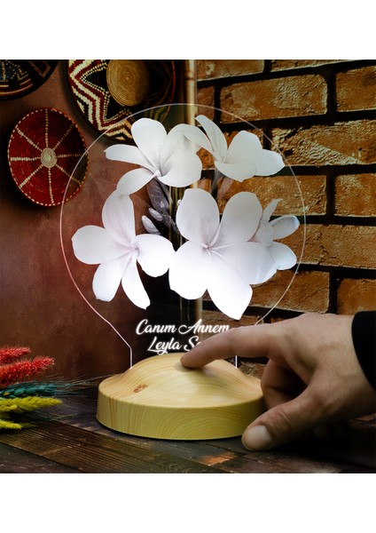 Anneye Çiçekli Hediye, Kişiye Özel Anneler Günü Hediyesi Plumeria Çiçeği Led Lamba, Canım Annem Hediyesi indirimleri