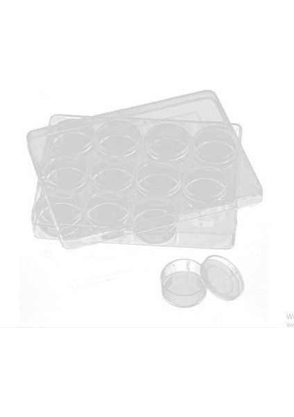 Şeffaf Akrilik Dikdörtgen 12 Şişeli Palet Boya Saklama Büyük 12X16CM fırsatları