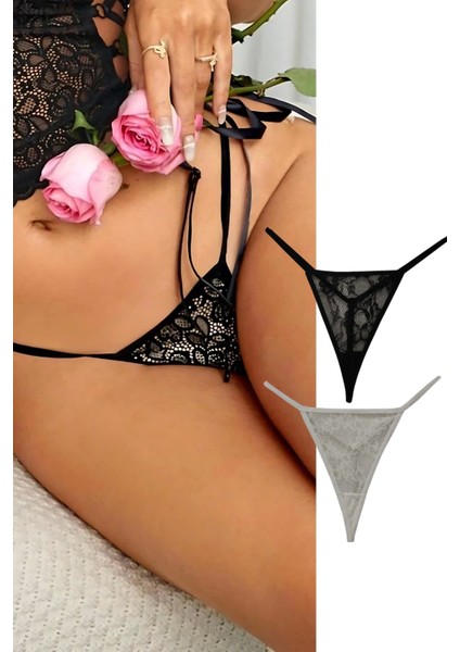 Eterelle 2'li Dantelli String Tanga