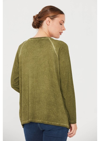 Kadın Sıfır Yaka Fermuarlı Penye Ceket Haki fırsatları