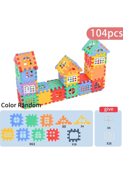 Büyük Ölçekli Ev Yapısı Banka Simülasyon Pencere Tasarımı, Anaokulu Inşaatı, Erkek ve Kızların Yaratılışı Büyük Ev Bui Renk: 104PCS (Yurt Dışından)